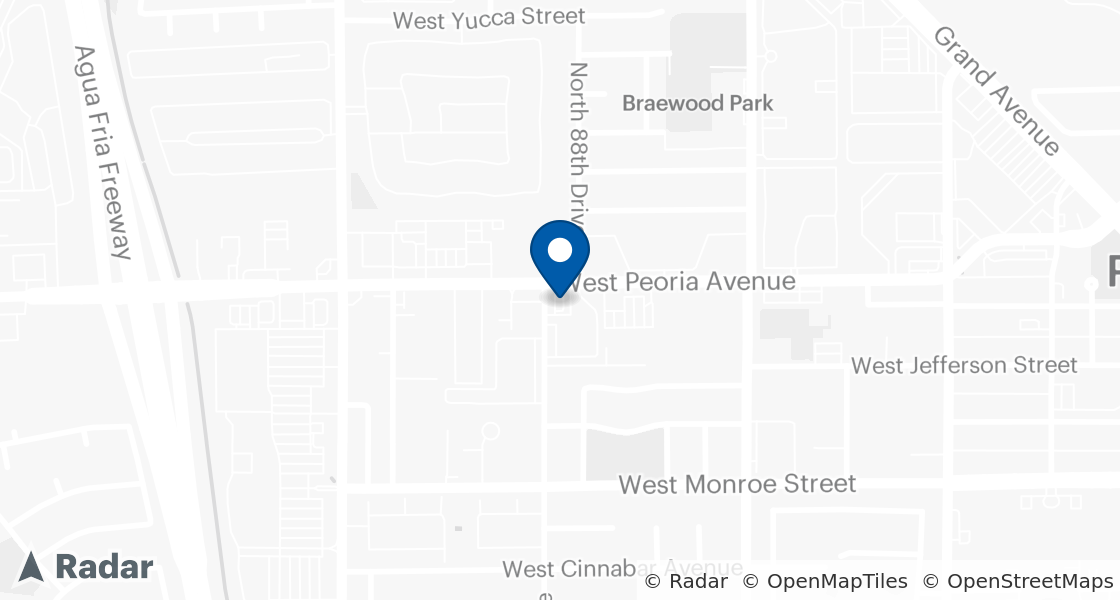 Map of Dairy Queen Location:: 8889 W Peoria Ave, Peoria, AZ, 85345-6442